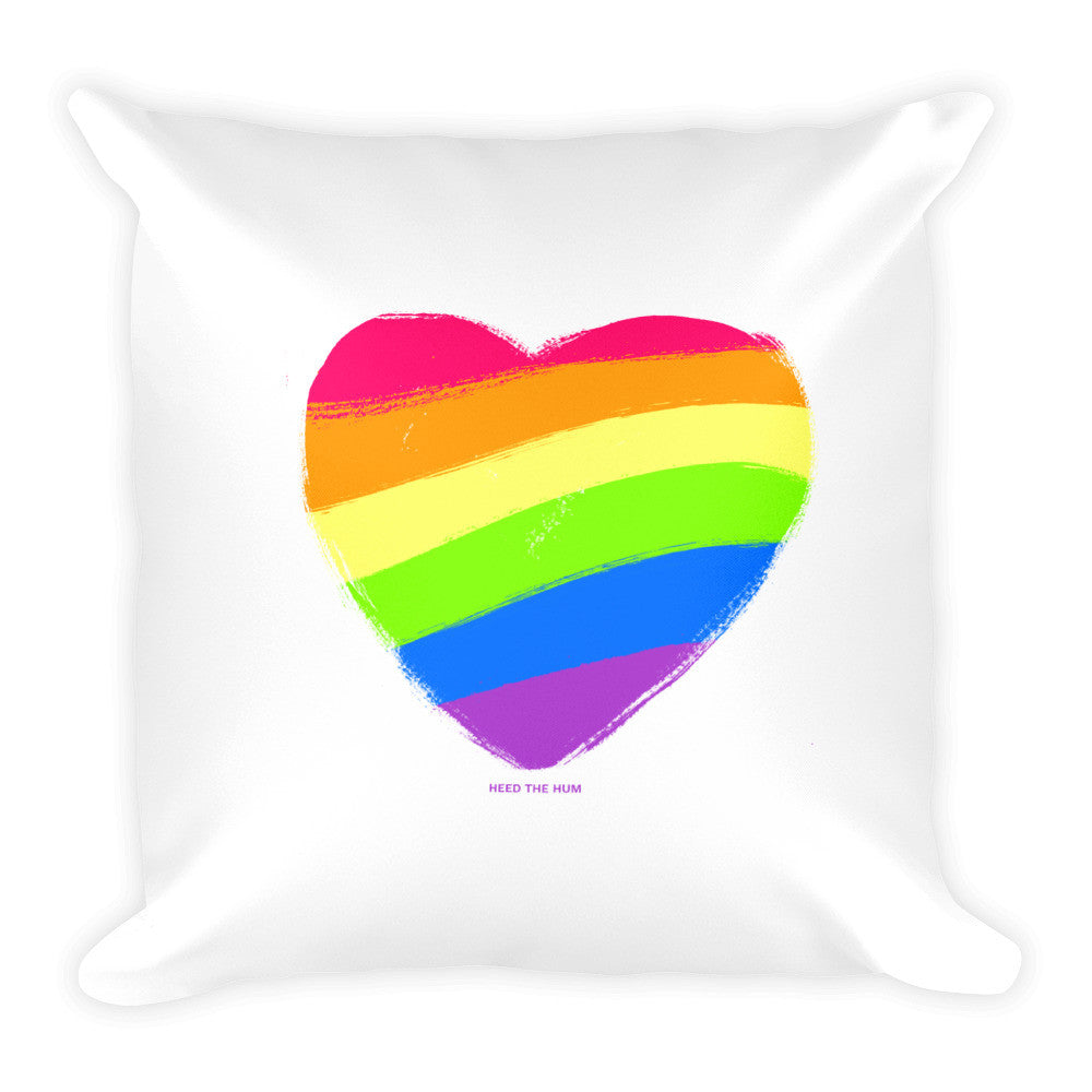 Rainbow Pride Flag Square Throw Pillow, Pillow, HEED THE HUM