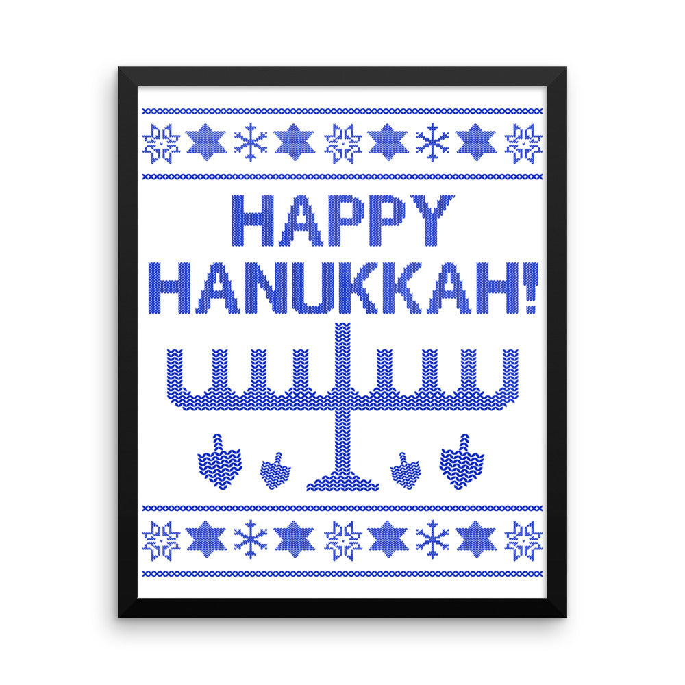 Happy Hanukkah Ugly Christmas Sweater Framed poster, Poster, HEED THE HUM