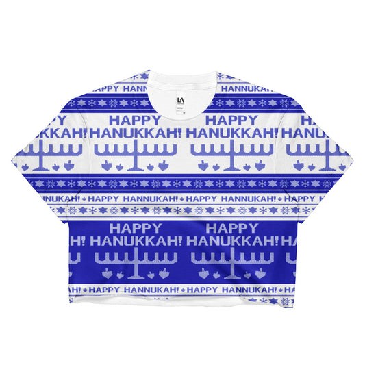 Happy Hanukkah Ugly Christmas Sweater Crop Top, Shirts, HEED THE HUM