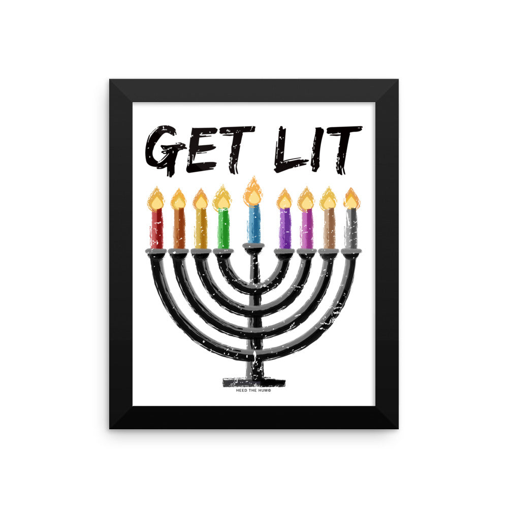 Chanukah - GET LIT Framed photo paper poster, Poster, HEED THE HUM