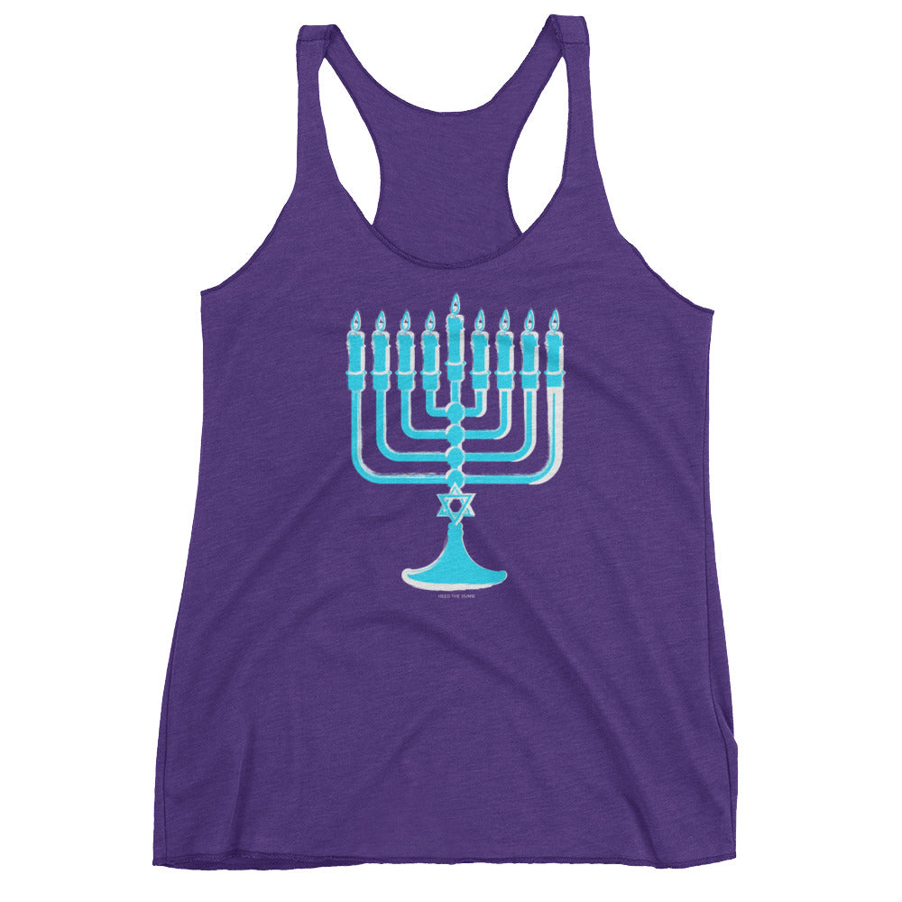 Menorah Chanukah Graphic Women's Cut Racerback Tank Top, Shirt, HEED THE HUM