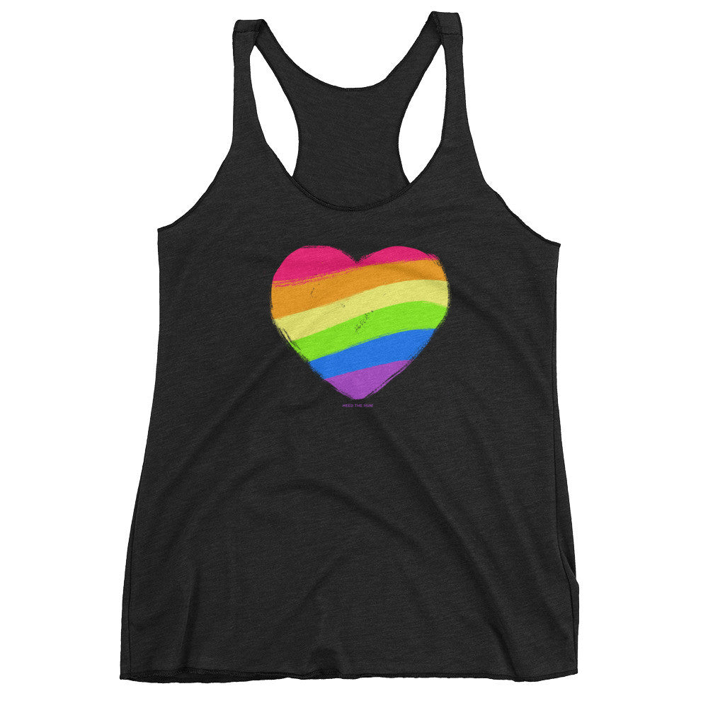 Rainbow Heart Women's Cut LGBTQ Gay Pride Tank Top, Shirts, HEED THE HUM