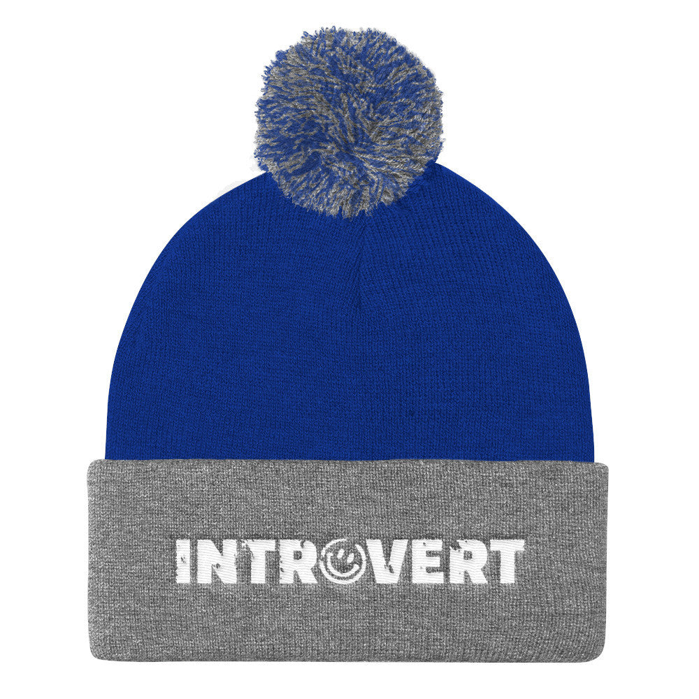 Introvert Pom Pom Knit Cap Hat, Hats, HEED THE HUM