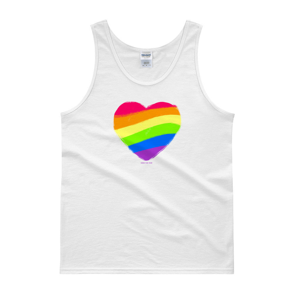Rainbow Heart Unisex Tank top, Shirt, HEED THE HUM