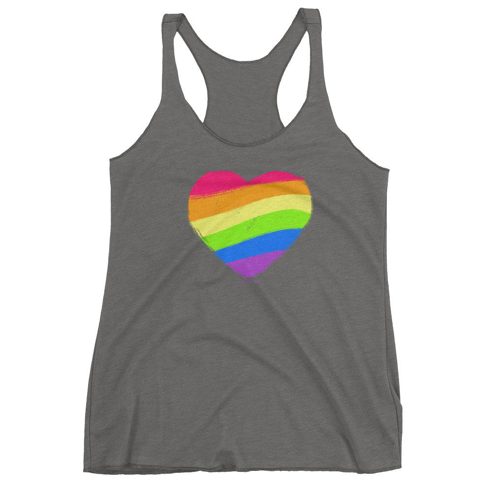 Rainbow Heart Women's Cut LGBTQ Gay Pride Tank Top, Shirts, HEED THE HUM