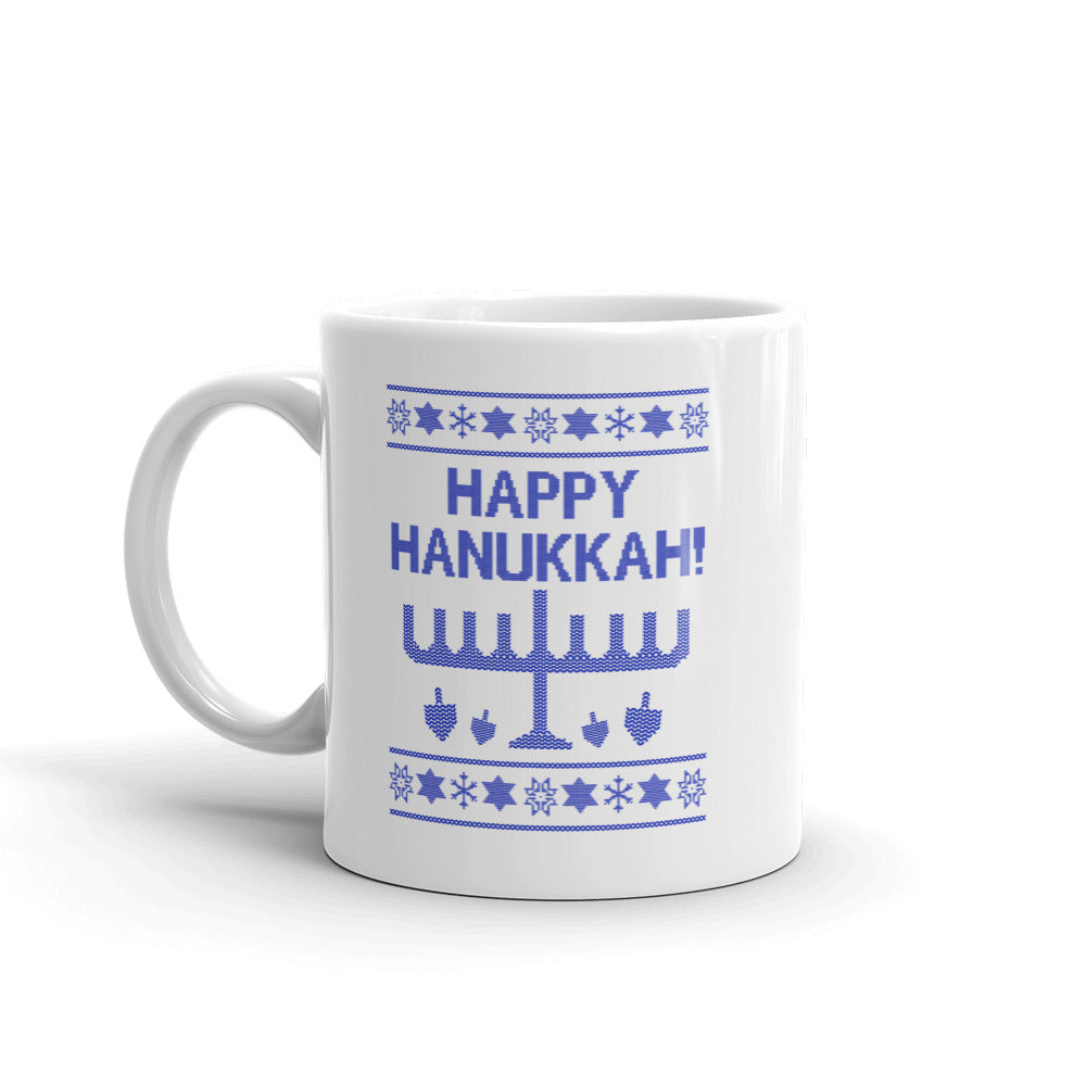 Happy Hanukkah Ugly Christmas Sweater Mug, Mug, HEED THE HUM