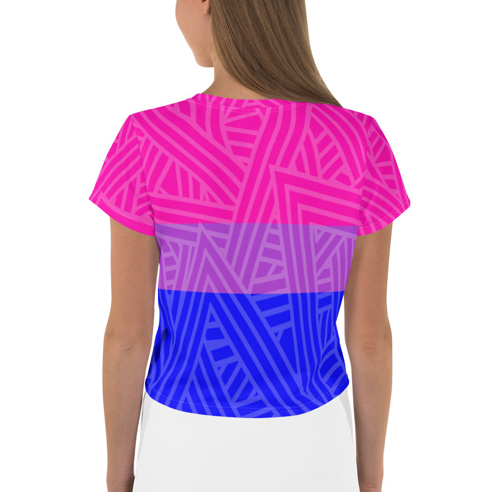 Bisexual Pride All-Over Print Crop Top Tee, Shirts, HEED THE HUM