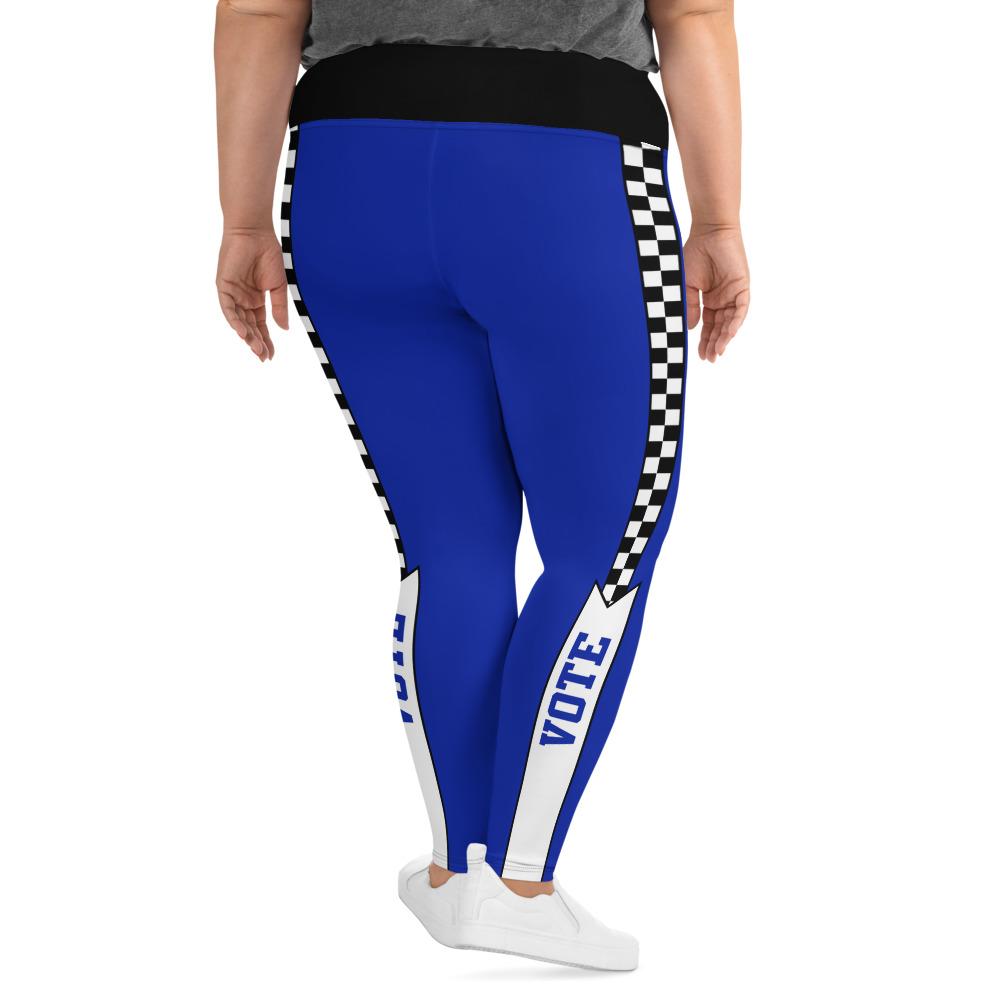 Race to Vote Blue High Waisted All-Over Print Plus Size Leggings, Leggings, HEED THE HUM