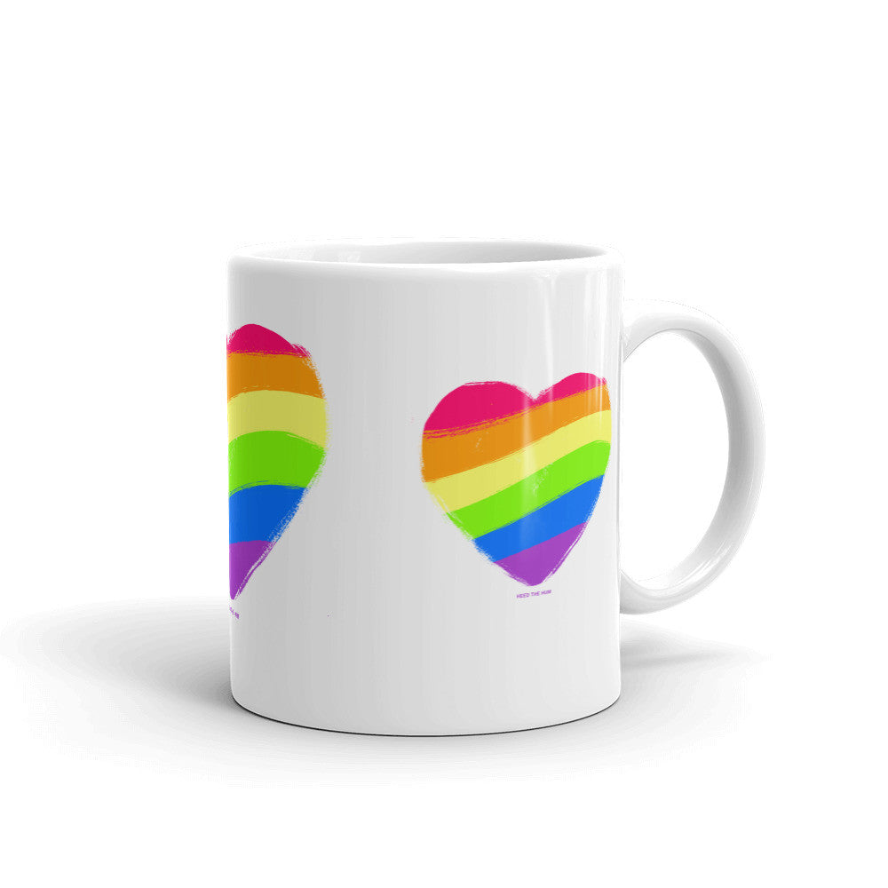 Rainbow Heart Mug - LGBTQ Queer Gay Pride, Mugs, HEED THE HUM