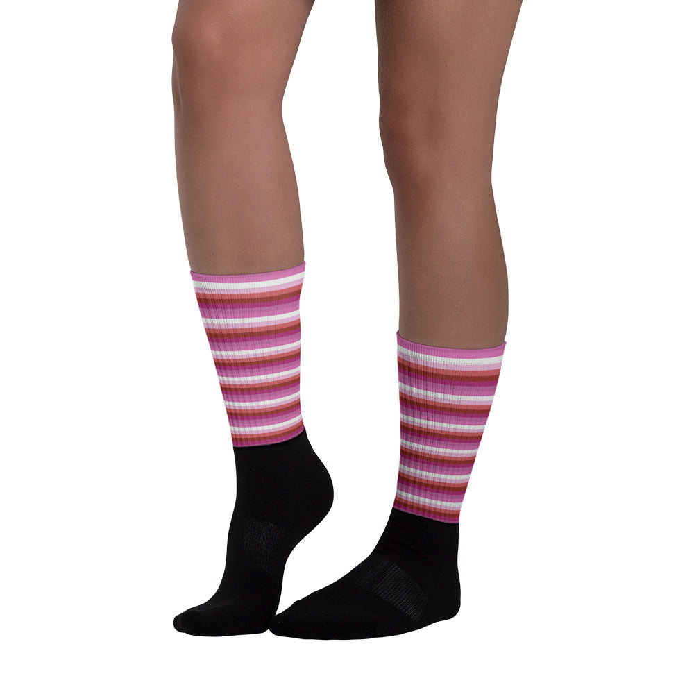 Lesbian Pride Flag Striped Socks - LGBTQ, Socks, HEED THE HUM