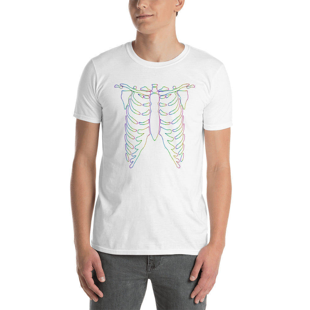 Rainbow Skeleton Halloween Short-Sleeve Unisex T-Shirt, , HEED THE HUM