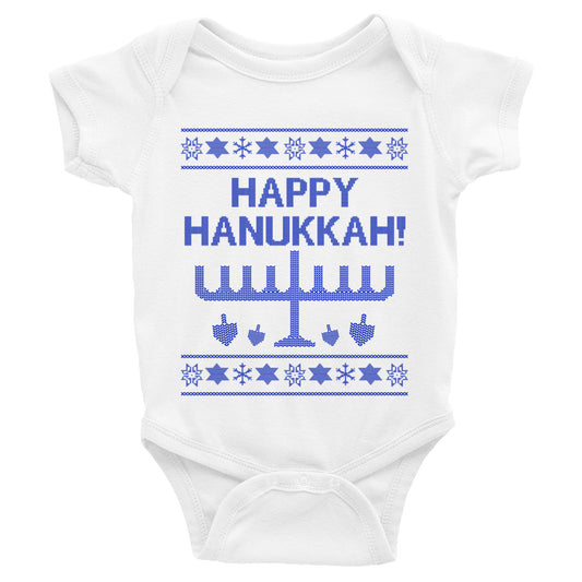 Happy Hanukkah Ugly Christmas Sweater Infant Bodysuit Onesie, Infant, HEED THE HUM