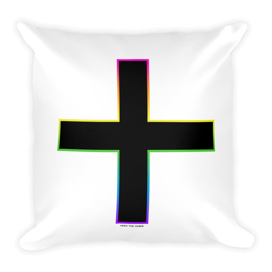 Rainbow Plus LGBTQIA+ Pride Square Pillow, Throw Pillow, HEED THE HUM