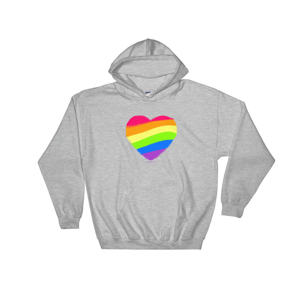 Rainbow Heart Unisex Hooded Sweatshirt - LGBTQ Queer Gay Pride, Shirts, HEED THE HUM