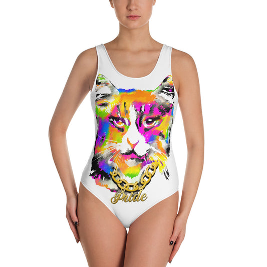 Pussy Pride One-Piece Swimsuit - Feminist, swimwear, HEED THE HUM