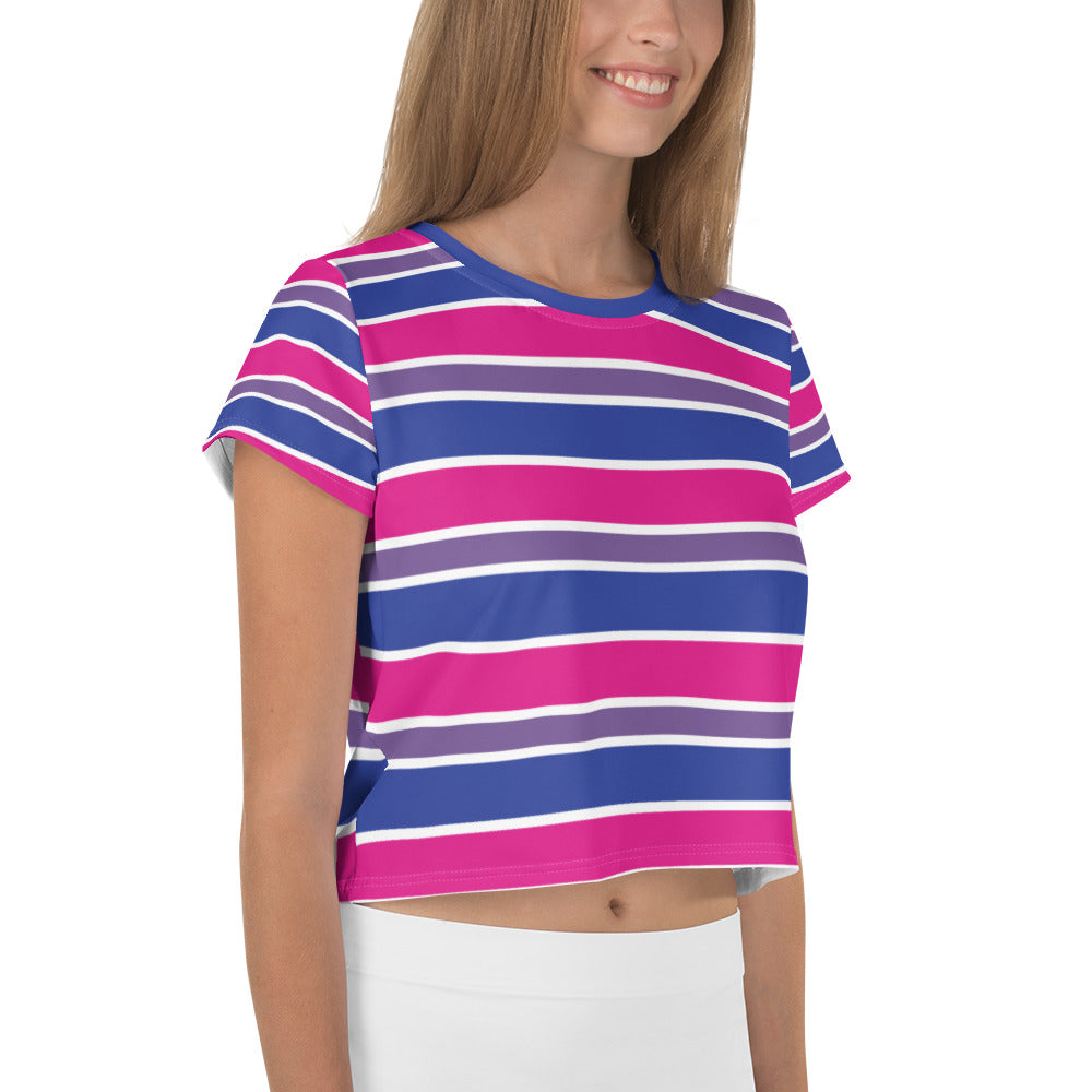 Bisexual Flag Themed Pride All-Over Print Crop Top Tee