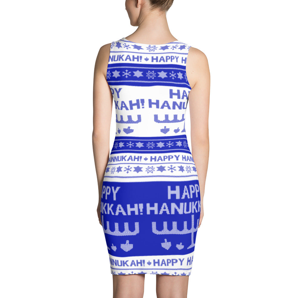 Happy Hanukkah Ugly Christmas Sweater Cut & Sew Dress, Dress, HEED THE HUM