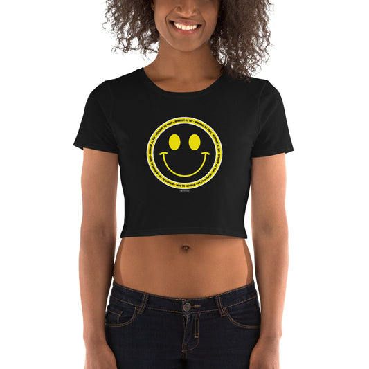 Introvert All Day Smiley Crop Top Tee