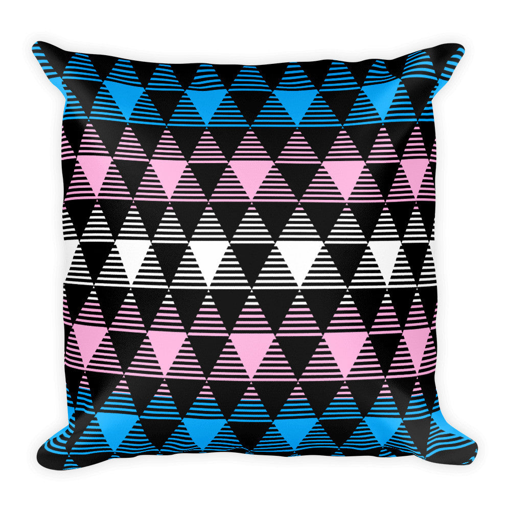 Trans Flag Square Throw Pillow, Pillow, HEED THE HUM