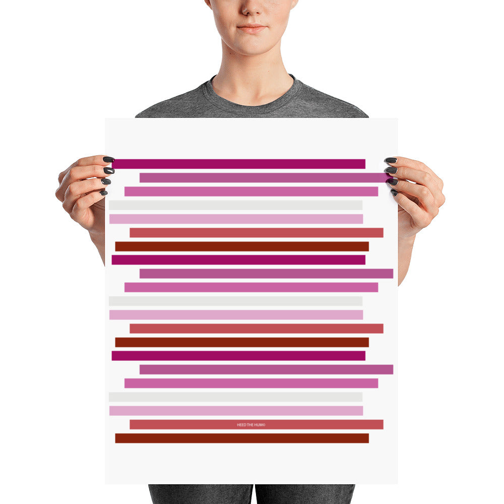Lesbian Pride Flag Staggered Poster, Poster, HEED THE HUM