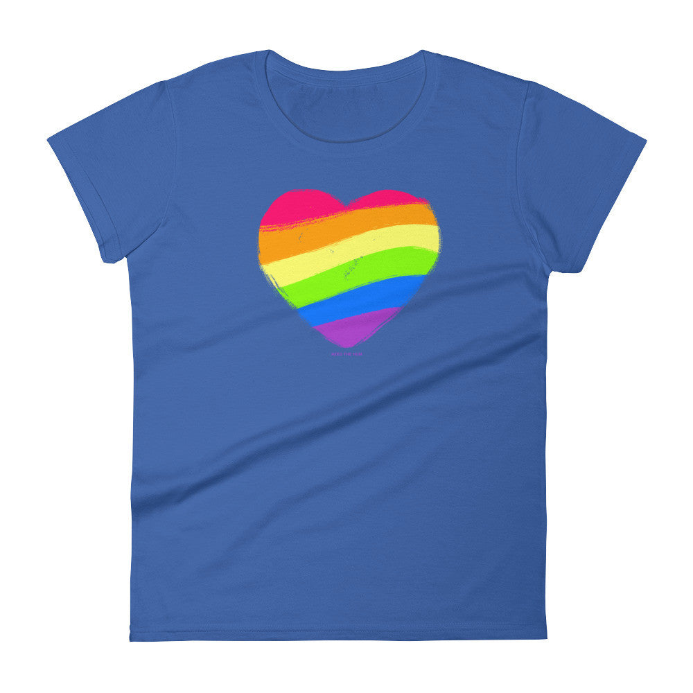 Rainbow Heart Woman's Cut T-shirt, Shirts, HEED THE HUM