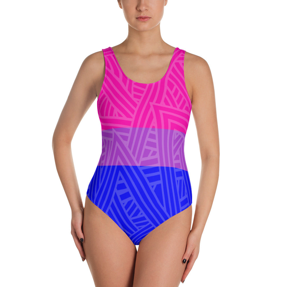 Bisexual Pride One-Piece Swimsuit -LGBTQ, swimwear, HEED THE HUM