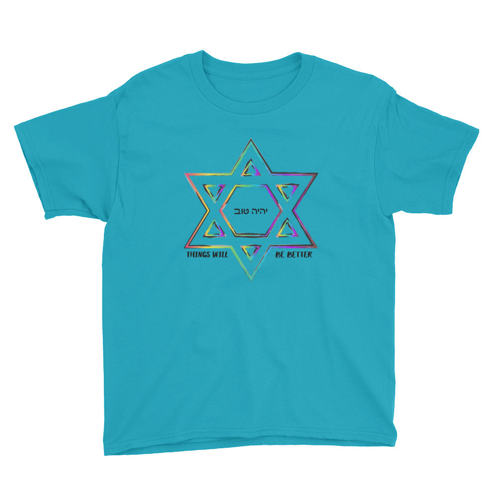 Things Will Get Better - YIHYEH TOV Rainbow Magen David Youth T-Shirt, , HEED THE HUM
