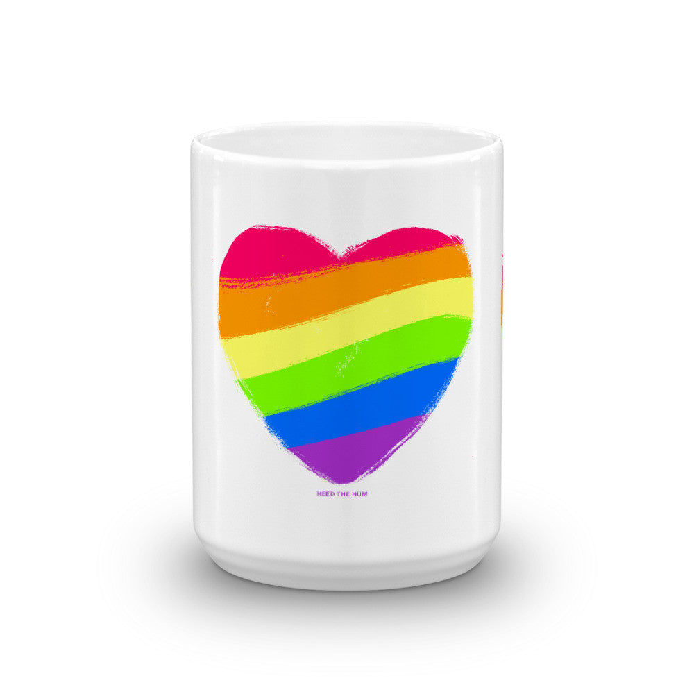 Rainbow Heart Mug - LGBTQ Queer Gay Pride, Mugs, HEED THE HUM