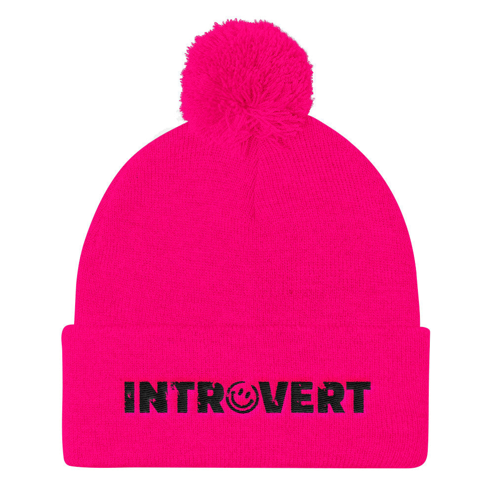 Introvert Pom Pom Knit Cap Hat, Hats, HEED THE HUM
