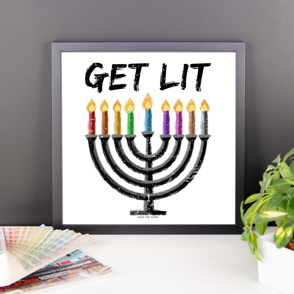 Chanukah - GET LIT Framed photo paper poster, Poster, HEED THE HUM
