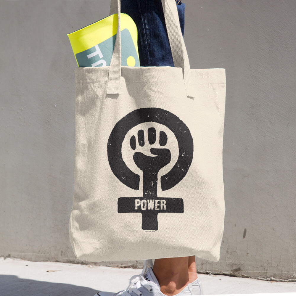 Feminist Power 13 oz Cotton Tote Bag, Tote Bag, HEED THE HUM