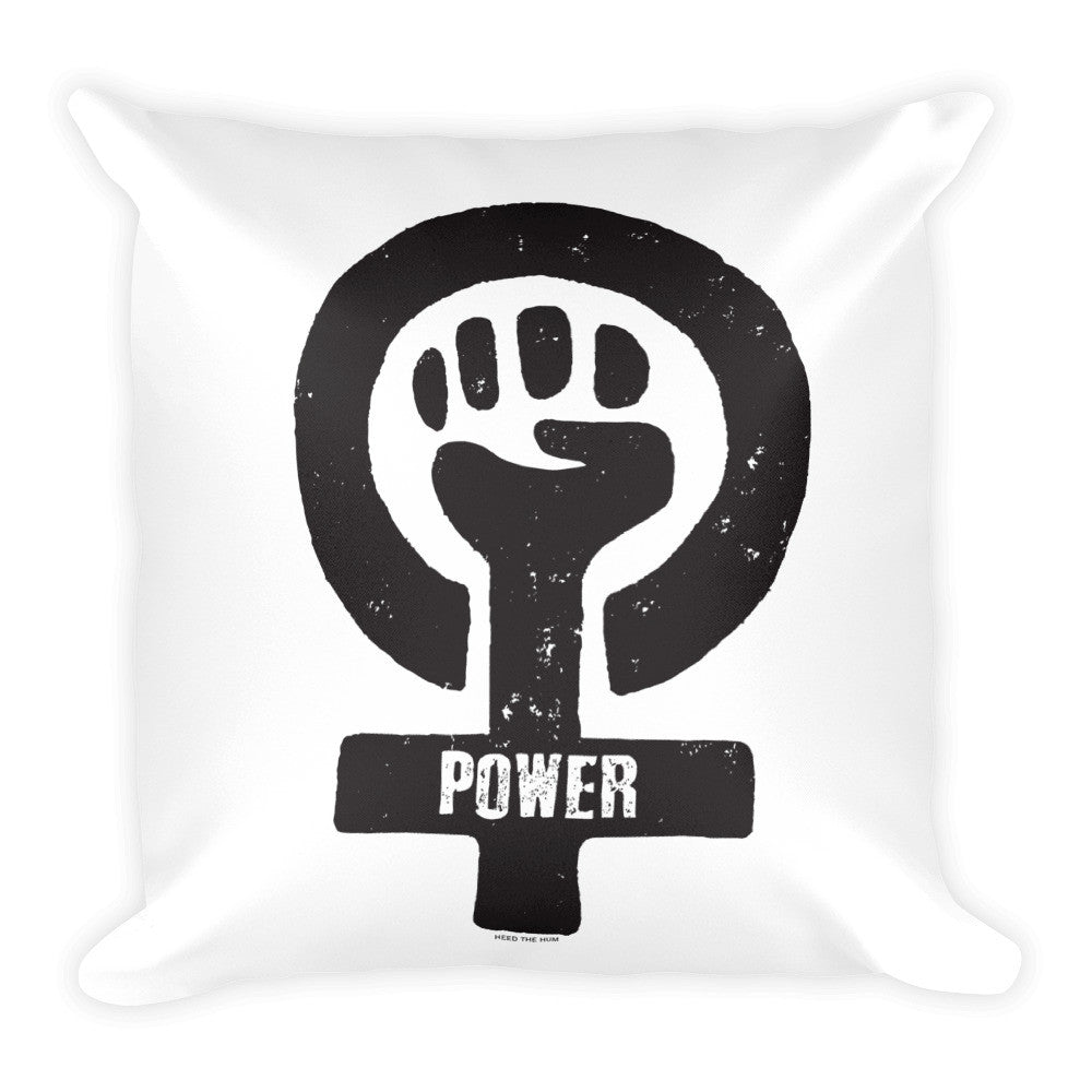 Feminist Power Square Throw Pillow, Pillow, HEED THE HUM