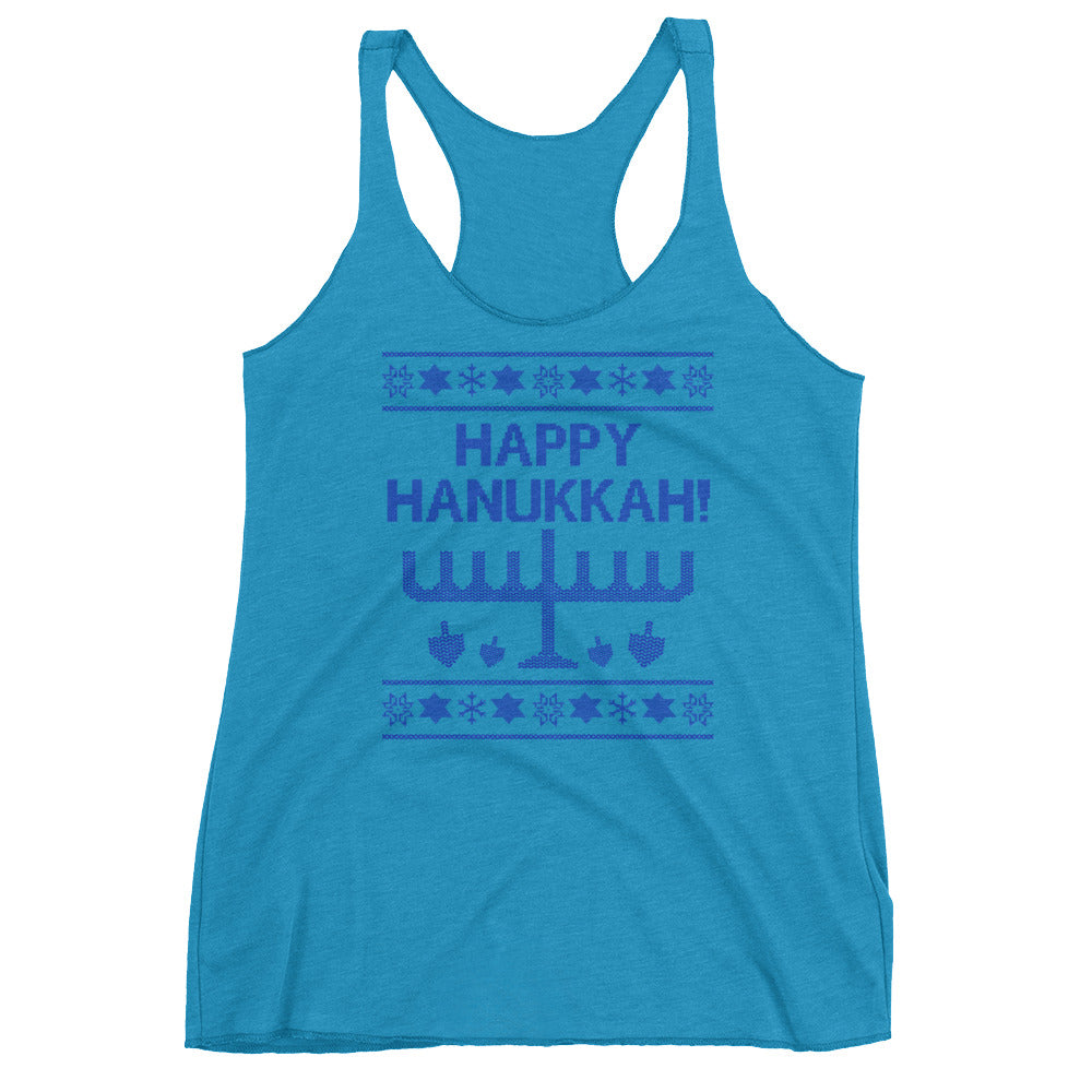 Happy Hanukkah Ugly Christmas Sweater Women's Racerback Tank, Shirts, HEED THE HUM