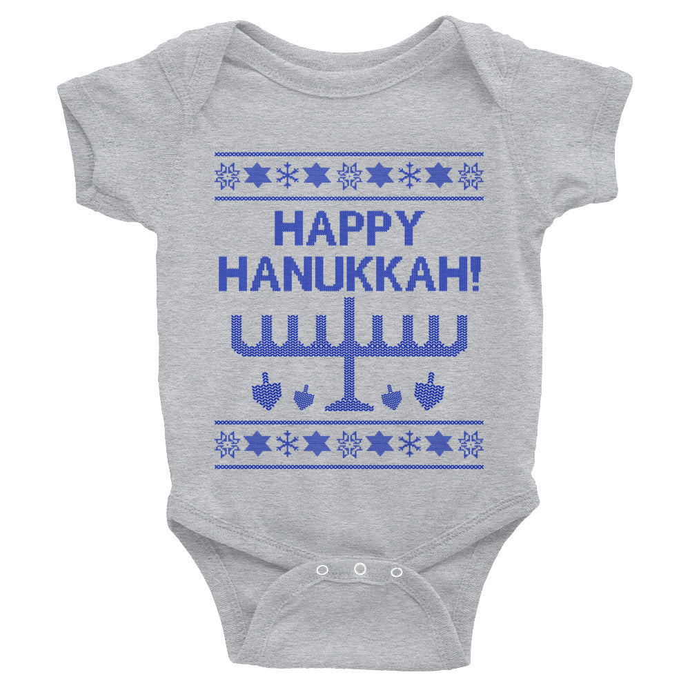 Happy Hanukkah Ugly Christmas Sweater Infant Bodysuit Onesie, Infant, HEED THE HUM