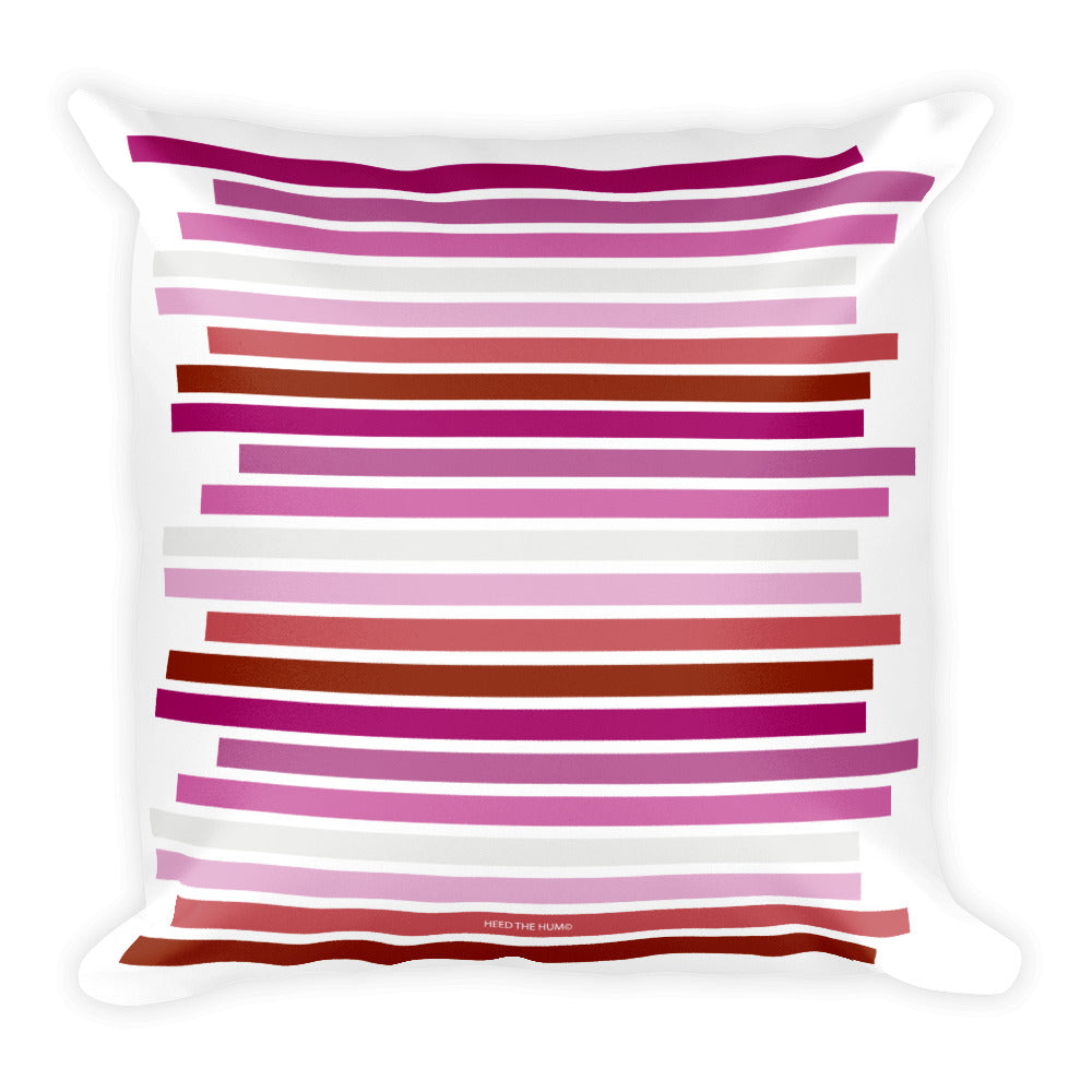 Lesbian Pride Flag Staggered Square Pillow, Throw Pillow, HEED THE HUM