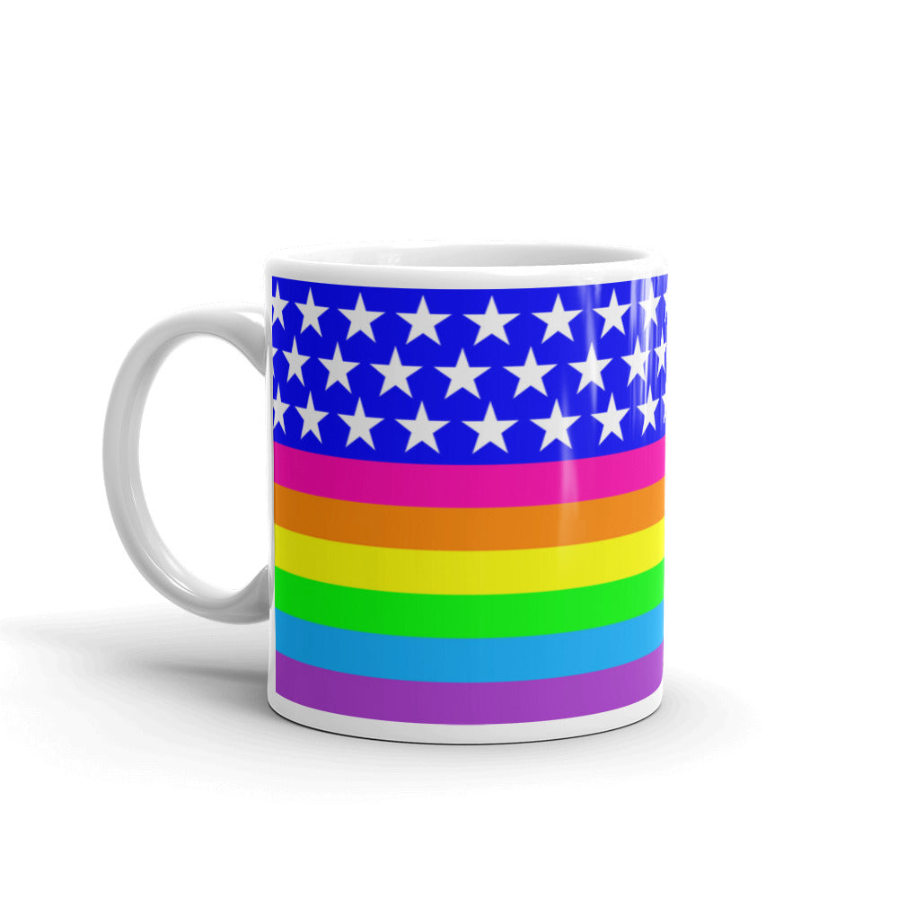 Queer LGBTQIA+ Rainbow Flag Mug, Mugs, HEED THE HUM