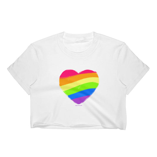 Rainbow Heart Crop Top - LGBTQ Queer Gay Pride, Shirt, HEED THE HUM
