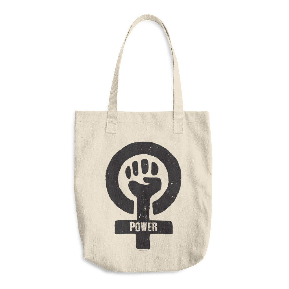 Feminist Power 13 oz Cotton Tote Bag, Tote Bag, HEED THE HUM