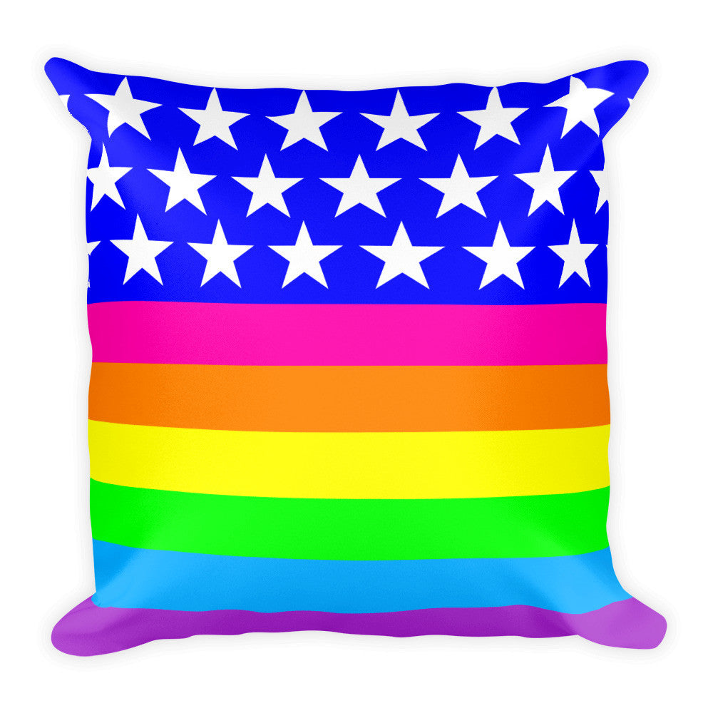 Queer Flag LGBTQ Pride Square Throw Pillow, Pillow, HEED THE HUM