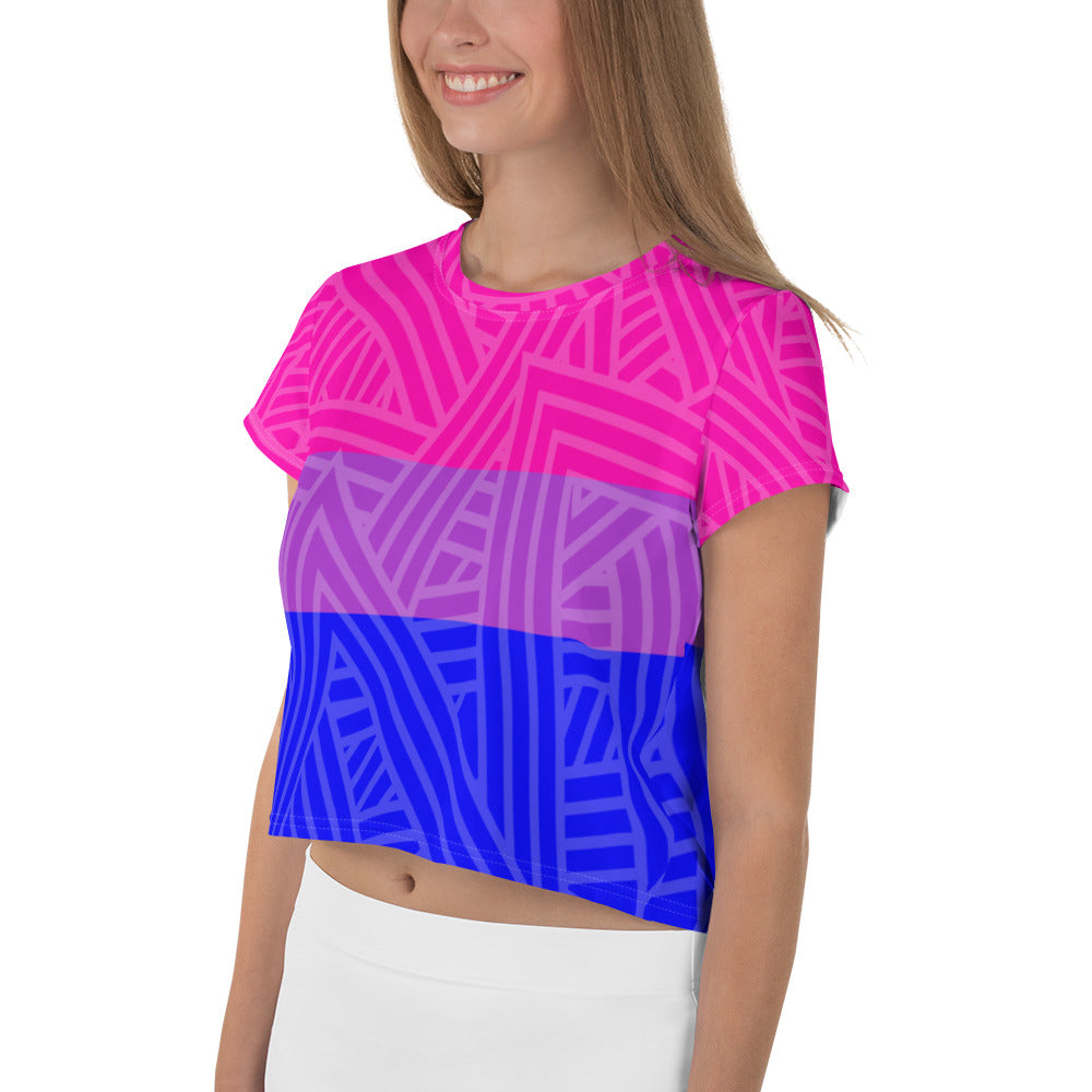 Bisexual Pride All-Over Print Crop Top Tee, Shirts, HEED THE HUM