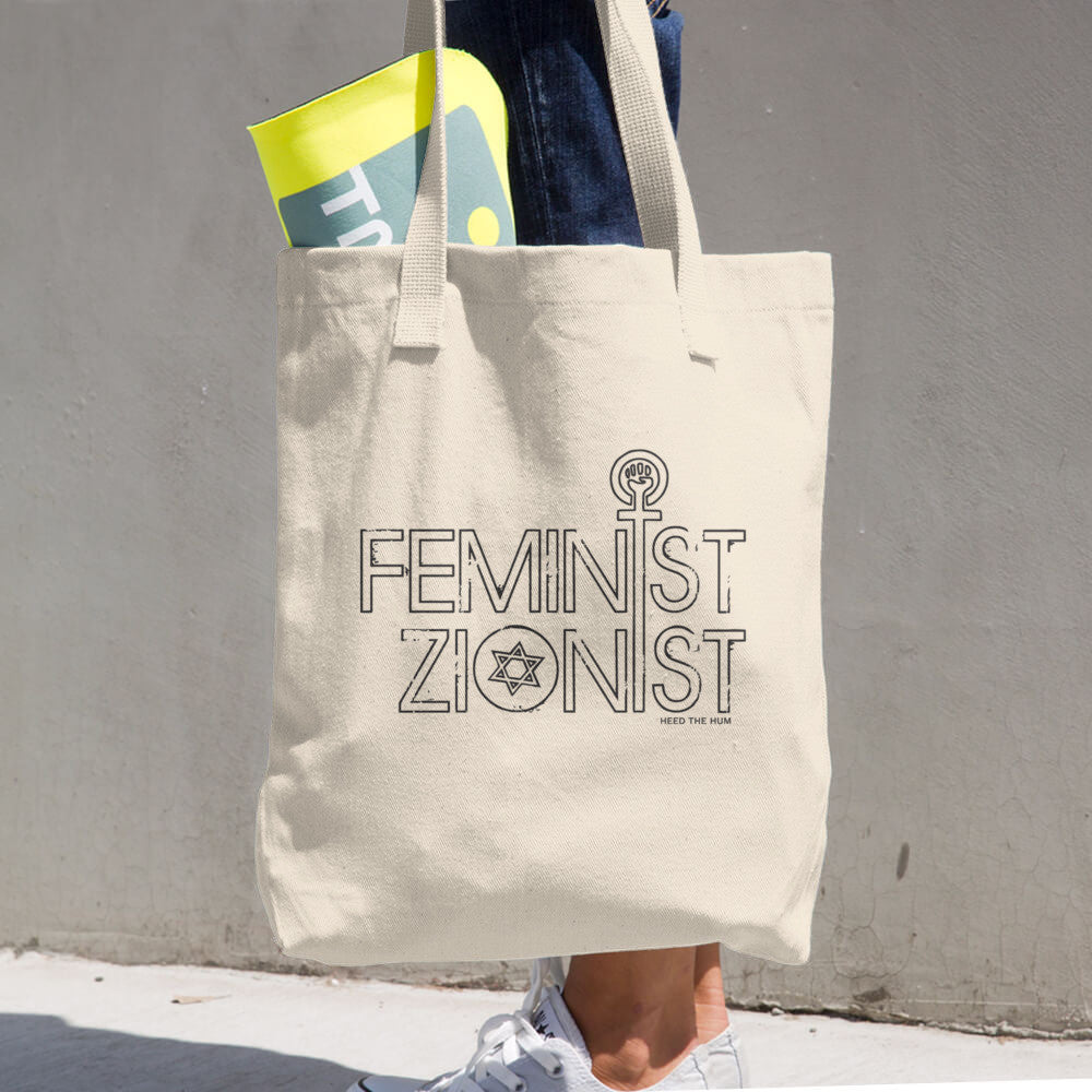 Feminist Zionist 13 oz Tote Bag, Tote Bag, HEED THE HUM
