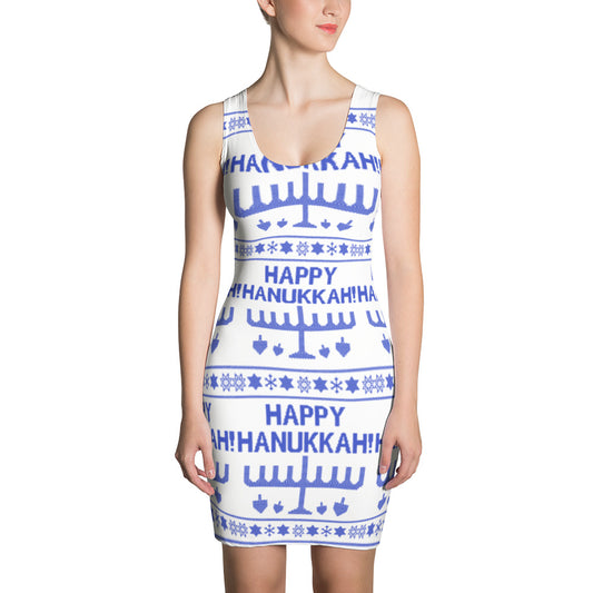 Happy Hanukkah Ugly Christmas Sweater Sublimation Cut & Sew Dress, Dress, HEED THE HUM