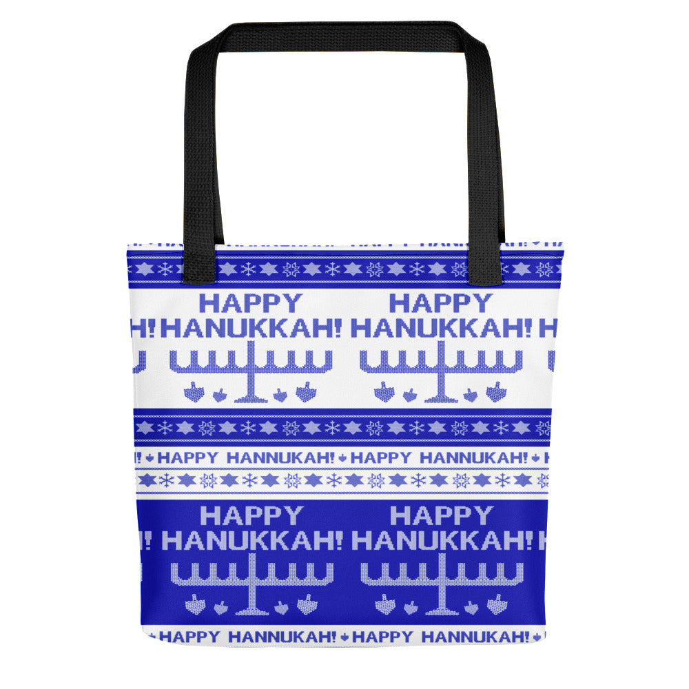Happy Hanukkah Ugly Christmas Sweater Tote bag, Tote Bag, HEED THE HUM