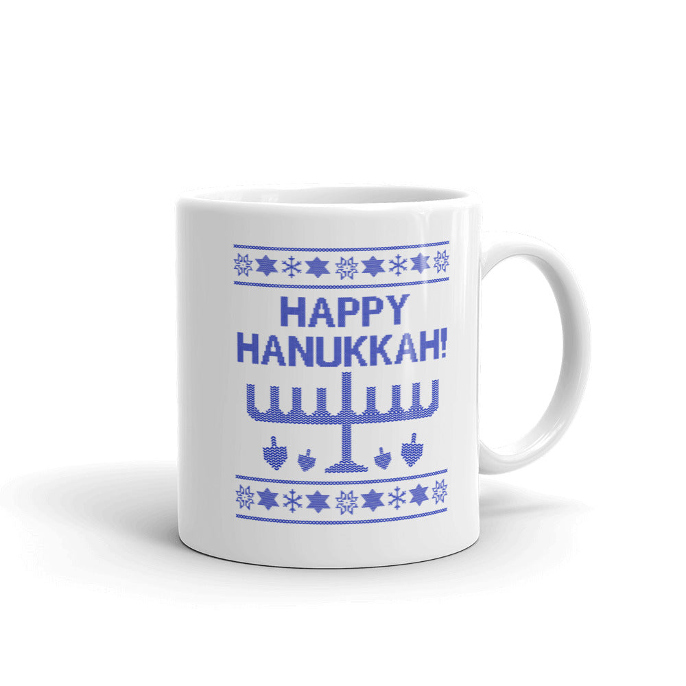 Happy Hanukkah Ugly Christmas Sweater Mug, Mug, HEED THE HUM
