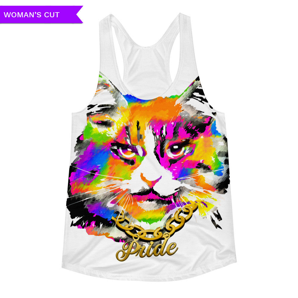 Pussy Pride Woman's Cut Racerback Tank, Shirt, HEED THE HUM