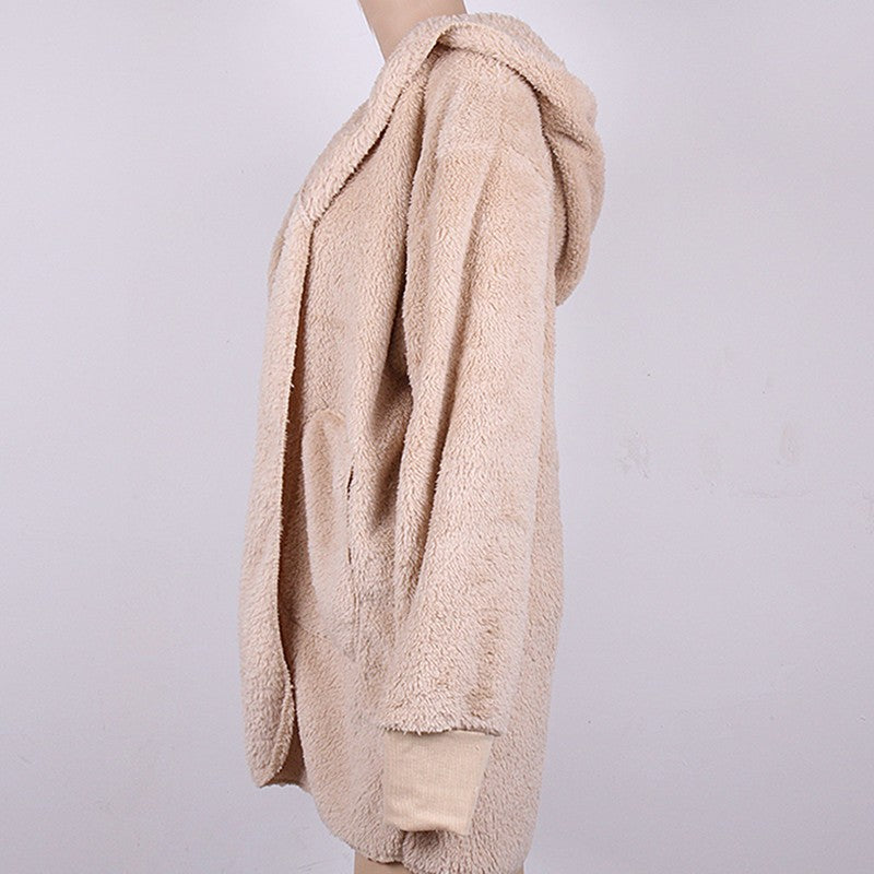Soft Hooded Fluffy Fleece Cardigan with Pockets- Faux Fur Winter Sweater, Sweater, HEED THE HUM