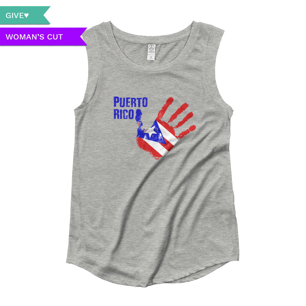 Puerto Rico Relief Women's Cap Sleeve Shirt, Shirts, HEED THE HUM