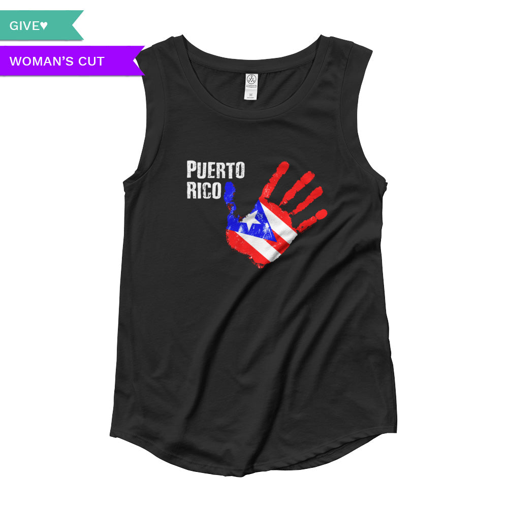 Puerto Rico Relief Women's Cap Sleeve Shirt, , HEED THE HUM