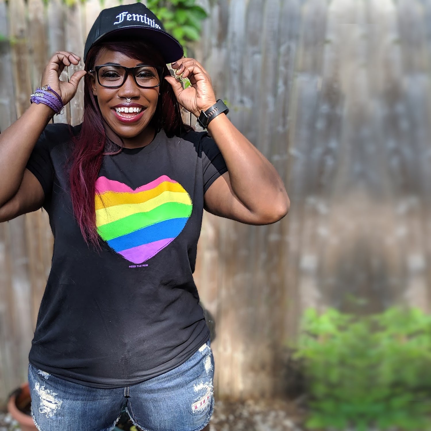 Rainbow Heart Black Unisex T-shirt - LGBTQ Queer Gay Pride, Shirt, HEED THE HUM